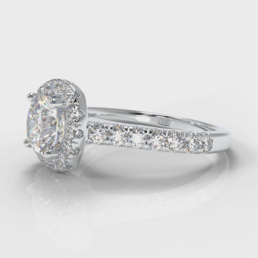 Micropavé Cushion Cut Diamond Halo Engagement Ring