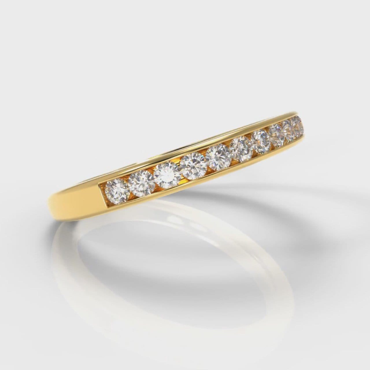 Channel Set Diamond Wedding Ring - Yellow Gold