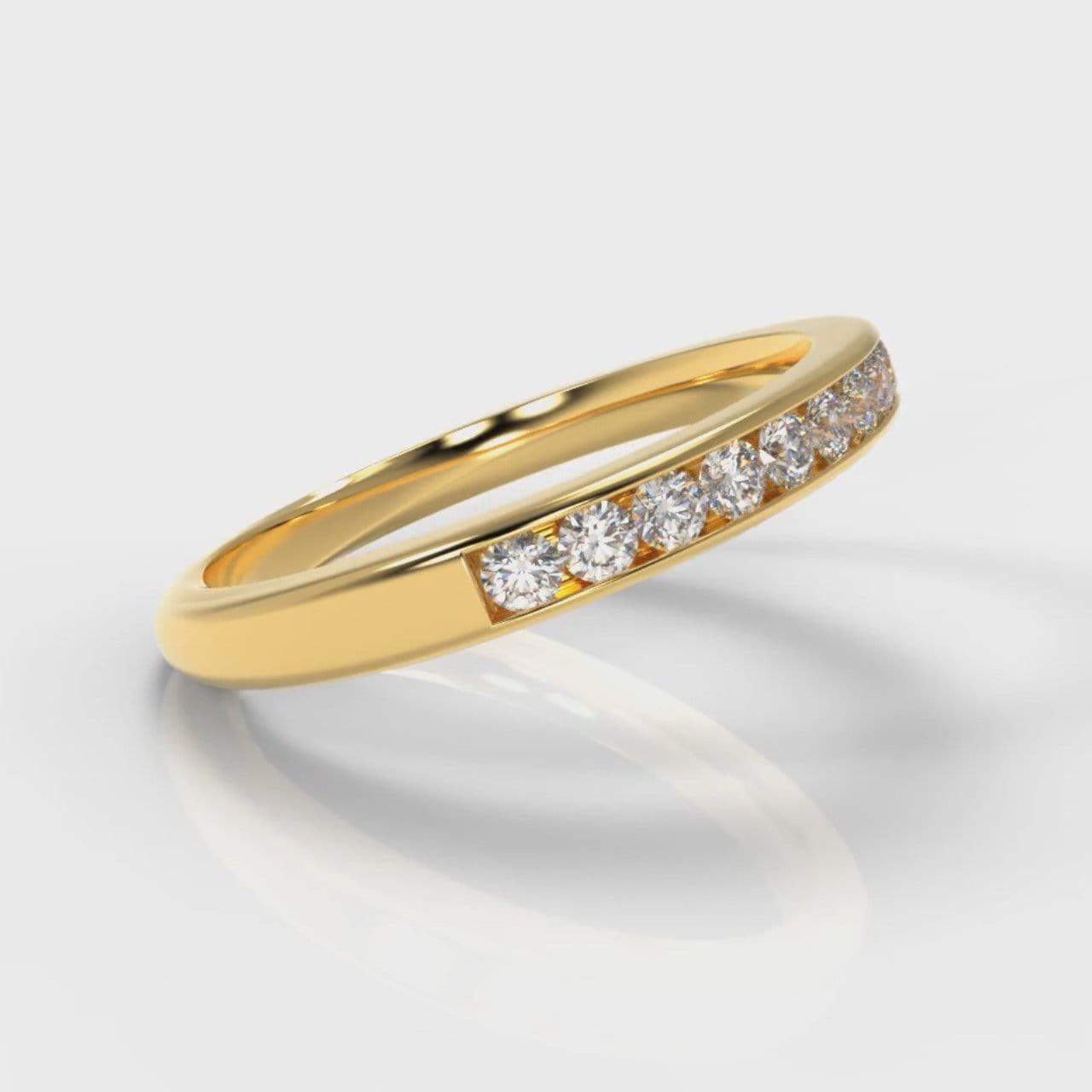Channel Set Diamond Wedding Ring - Yellow Gold