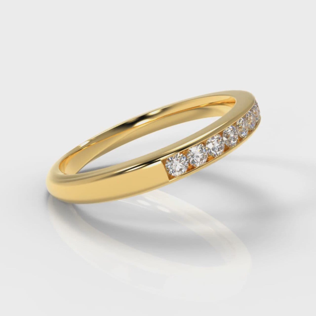 Channel Set Diamond Wedding Ring - Yellow Gold