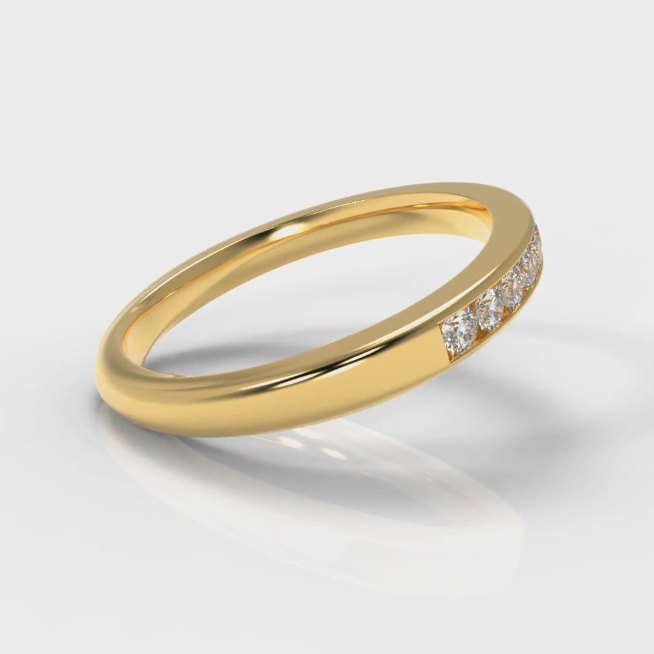 Channel Set Diamond Wedding Ring - Yellow Gold