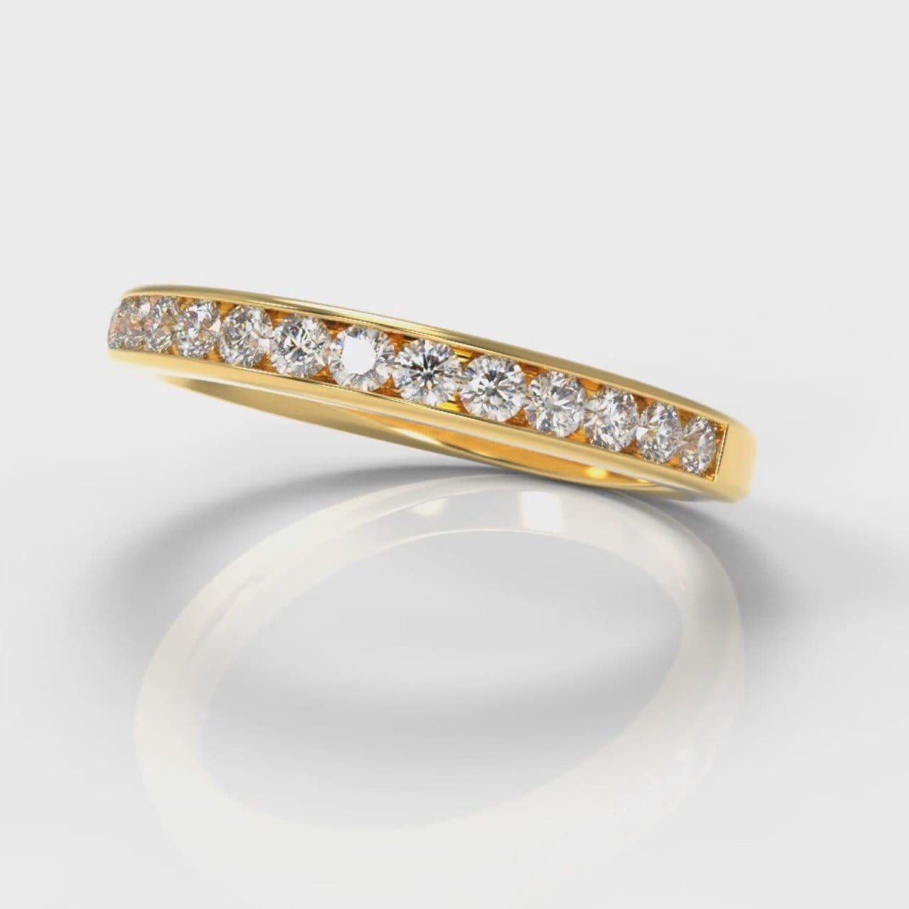 Channel Set Diamond Wedding Ring - Yellow Gold