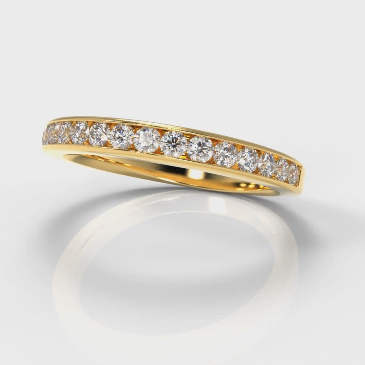 Channel Set Diamond Wedding Ring - Yellow Gold