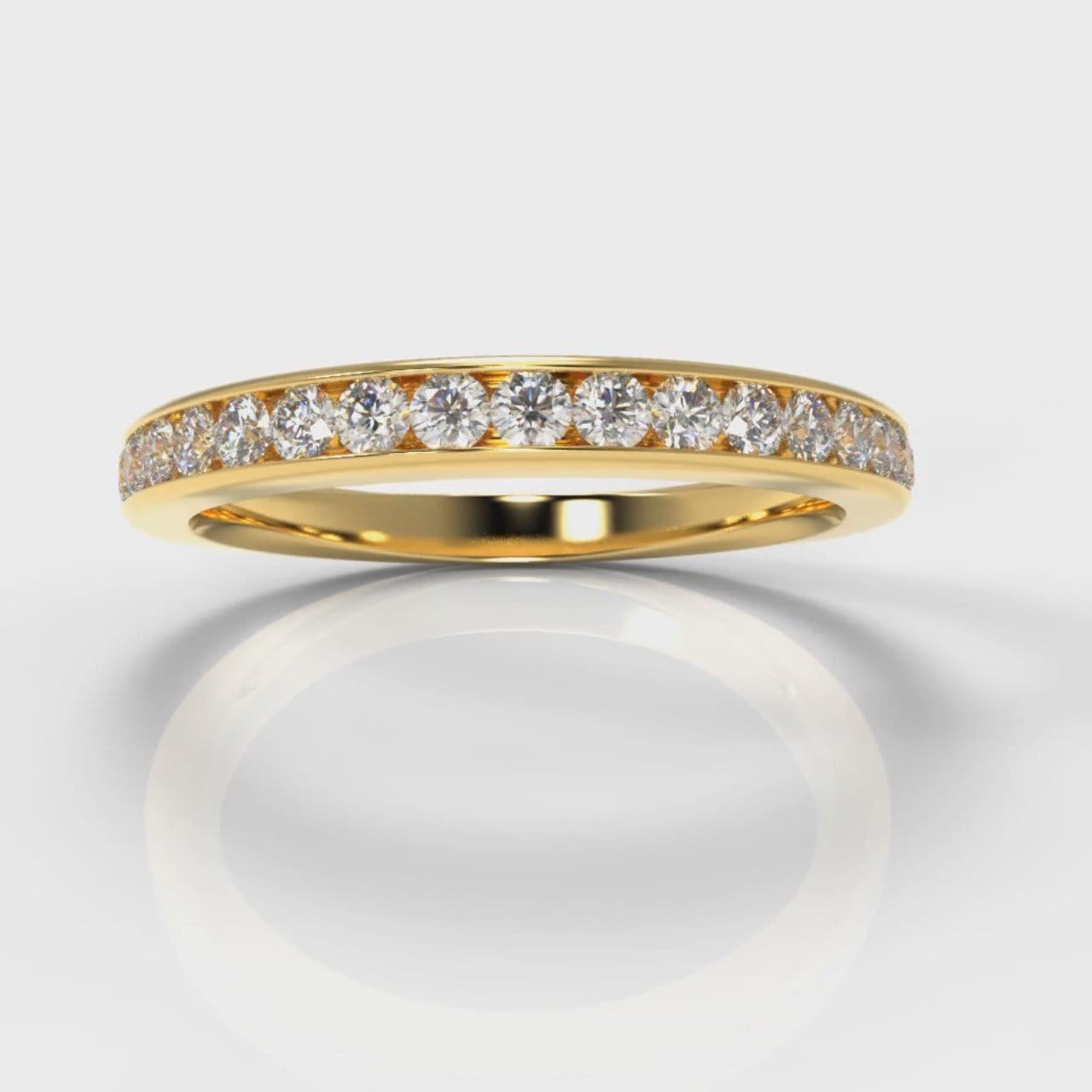 Channel Set Diamond Wedding Ring - Yellow Gold