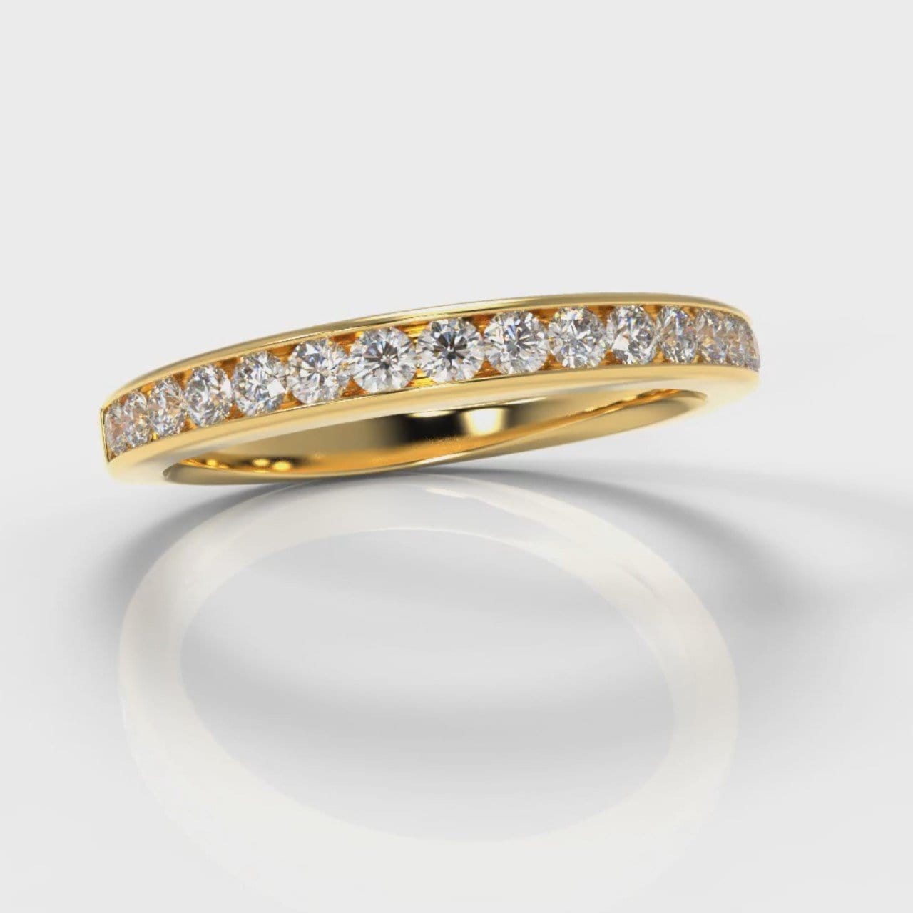 Channel Set Diamond Wedding Ring - Yellow Gold