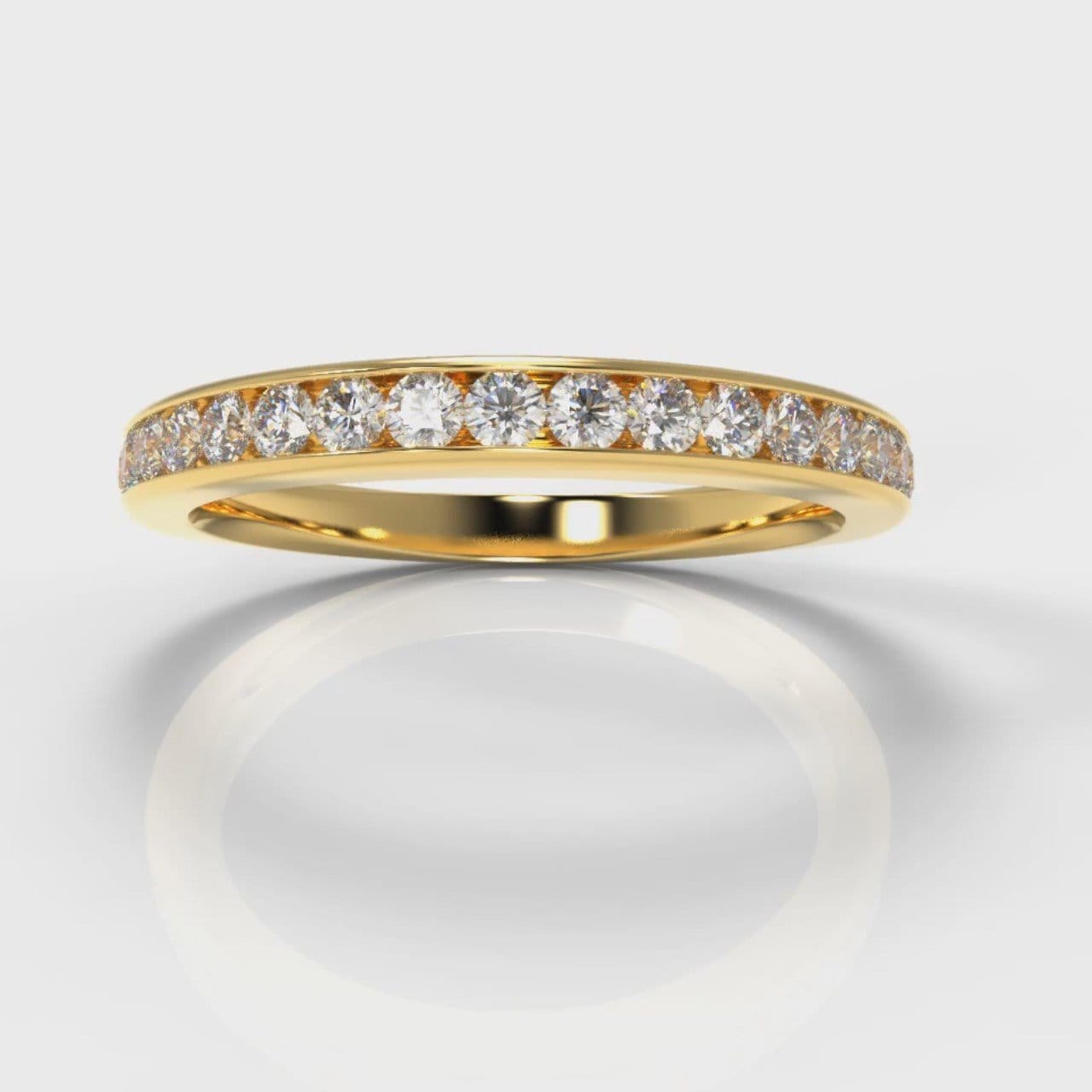 Channel Set Diamond Wedding Ring - Yellow Gold