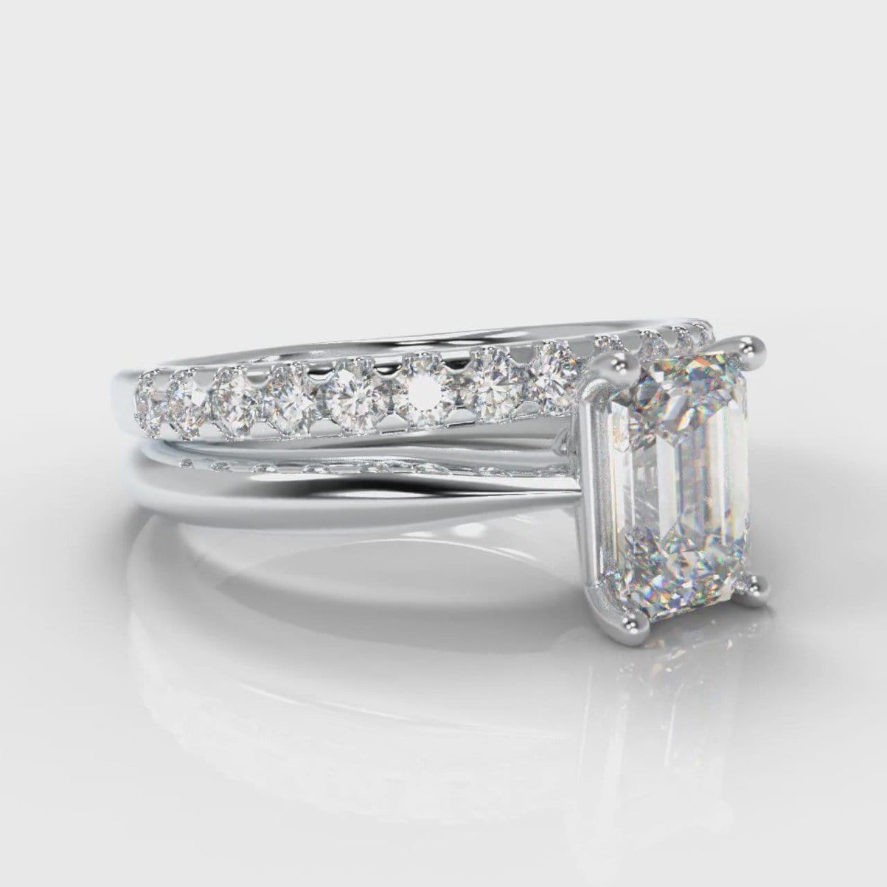 Carrée Solitaire Emerald Cut Diamond Bridal Set