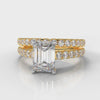 Carrée Micropavé Emerald Cut Diamond Bridal Set - Yellow Gold
