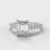 Carrée Micropavé Emerald Cut Diamond Engagement Ring