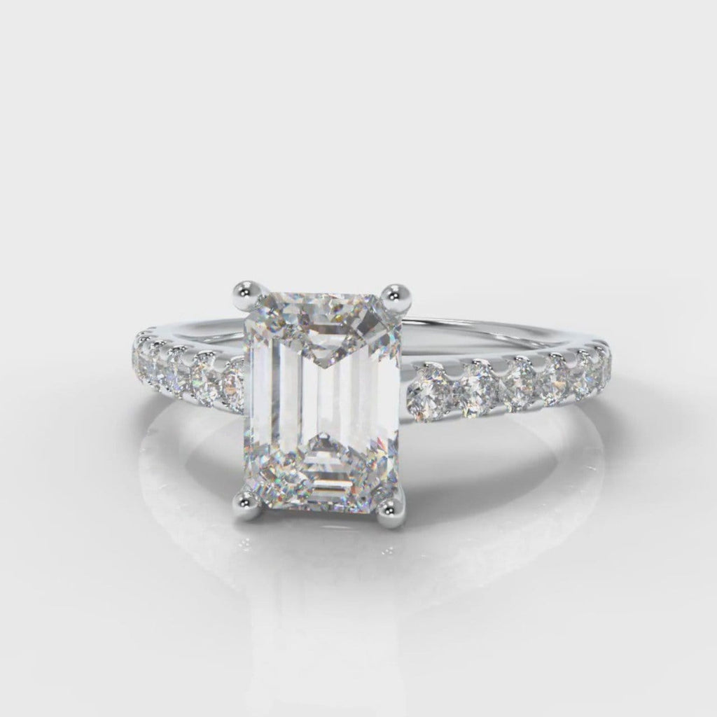 Carrée Micropavé Emerald Cut Diamond Engagement Ring