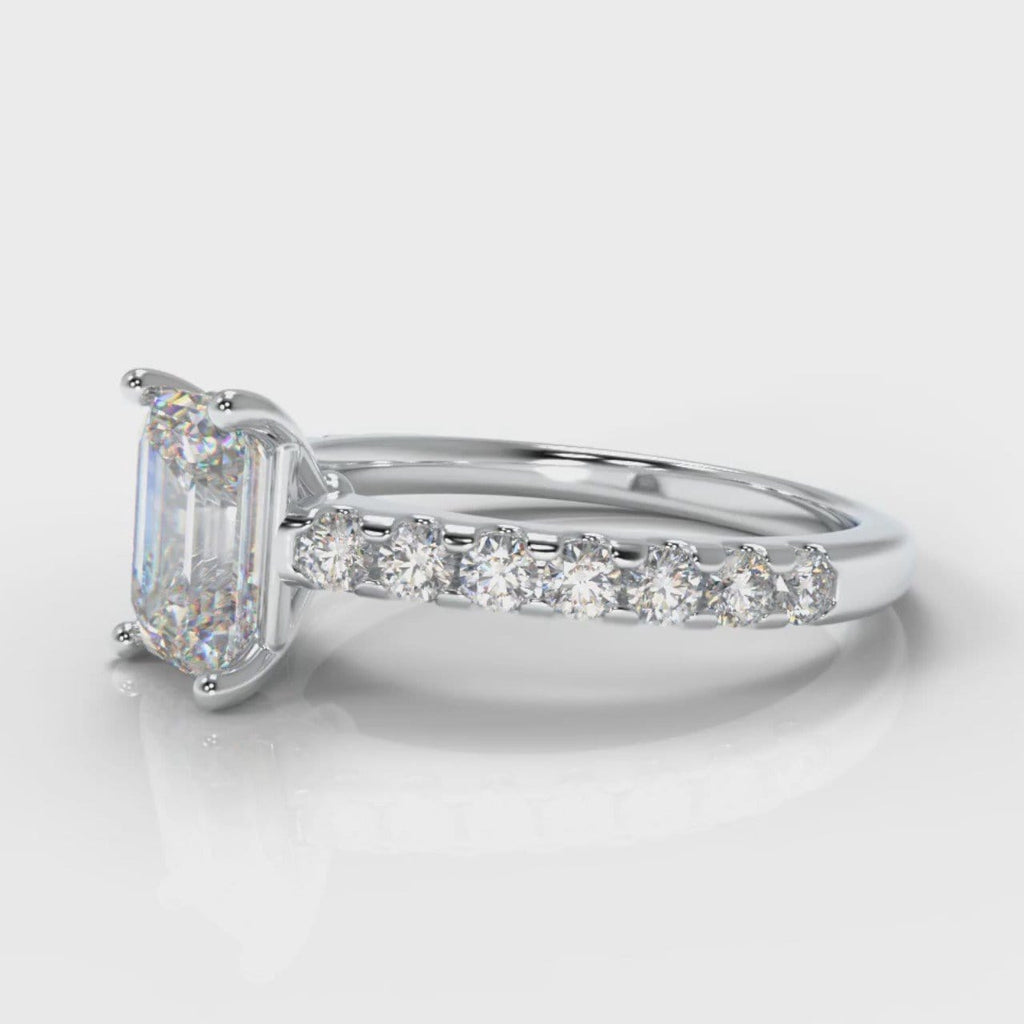 Carrée Micropavé Emerald Cut Diamond Engagement Ring