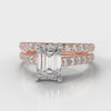 Carrée Micropavé Emerald Cut Diamond Bridal Set - Rose Gold