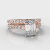 Carrée Micropavé Emerald Cut Diamond Bridal Set - Rose Gold