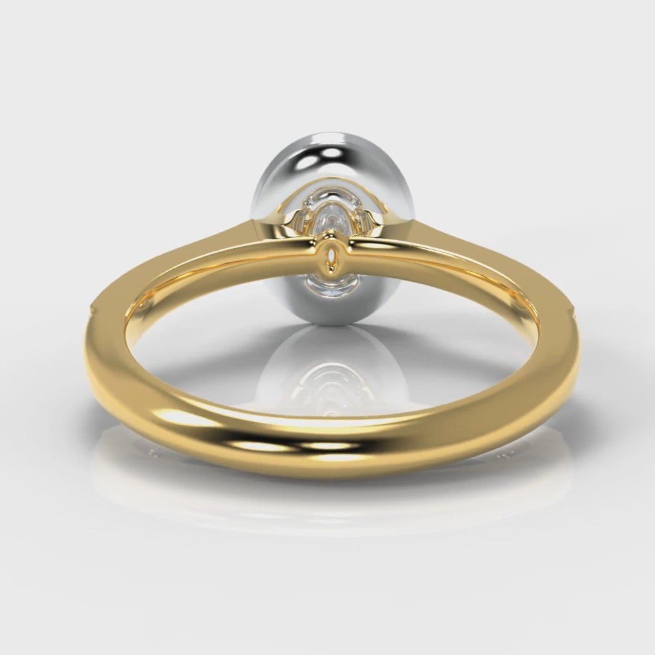 Pavé Oval Diamond Halo Engagement Ring - Two Tone Yellow Gold