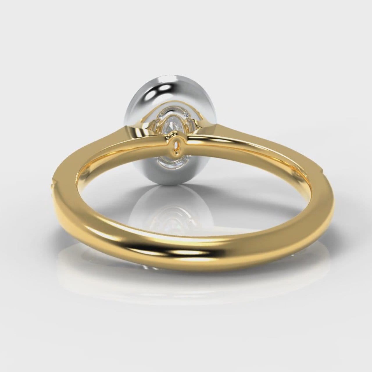 Pavé Oval Diamond Halo Engagement Ring - Two Tone Yellow Gold