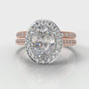 Pavé Oval Diamond Halo Bridal Set - Two Tone Rose Gold