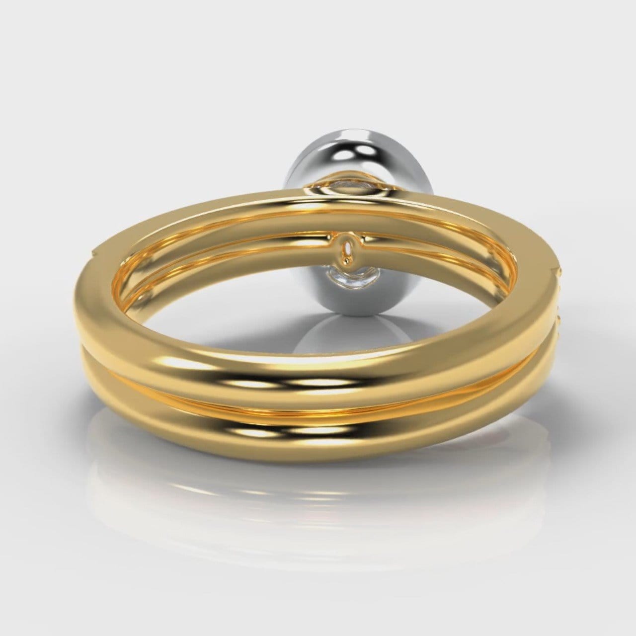 Pavé Oval Diamond Halo Bridal Set - Two Tone Yellow Gold