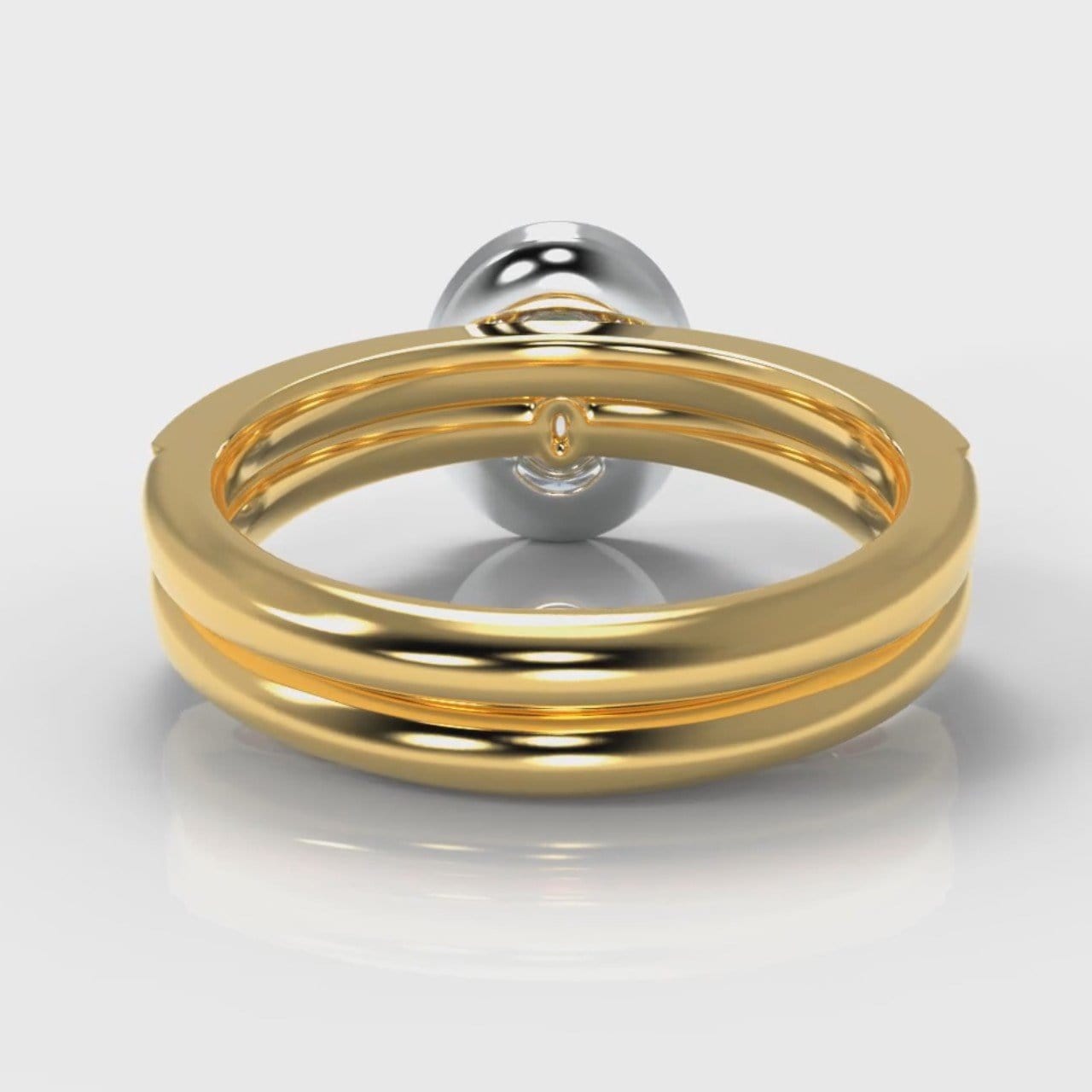 Pavé Oval Diamond Halo Bridal Set - Two Tone Yellow Gold