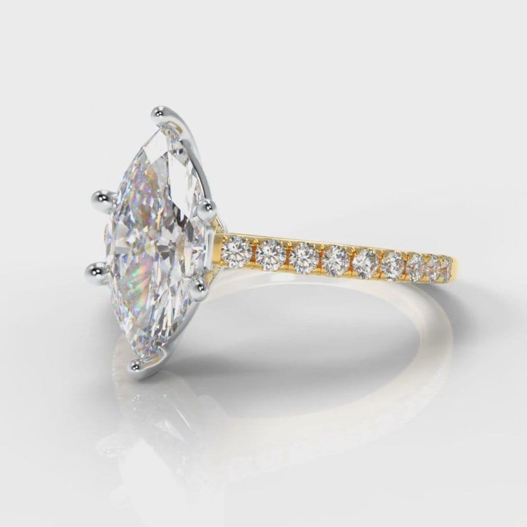 Star Petite Micropavé Marquise Diamond Engagement Ring - Yellow Gold