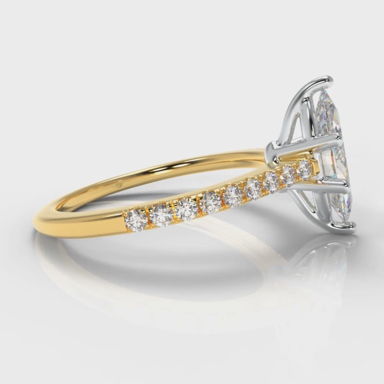 Star Petite Micropavé Marquise Diamond Engagement Ring - Yellow Gold