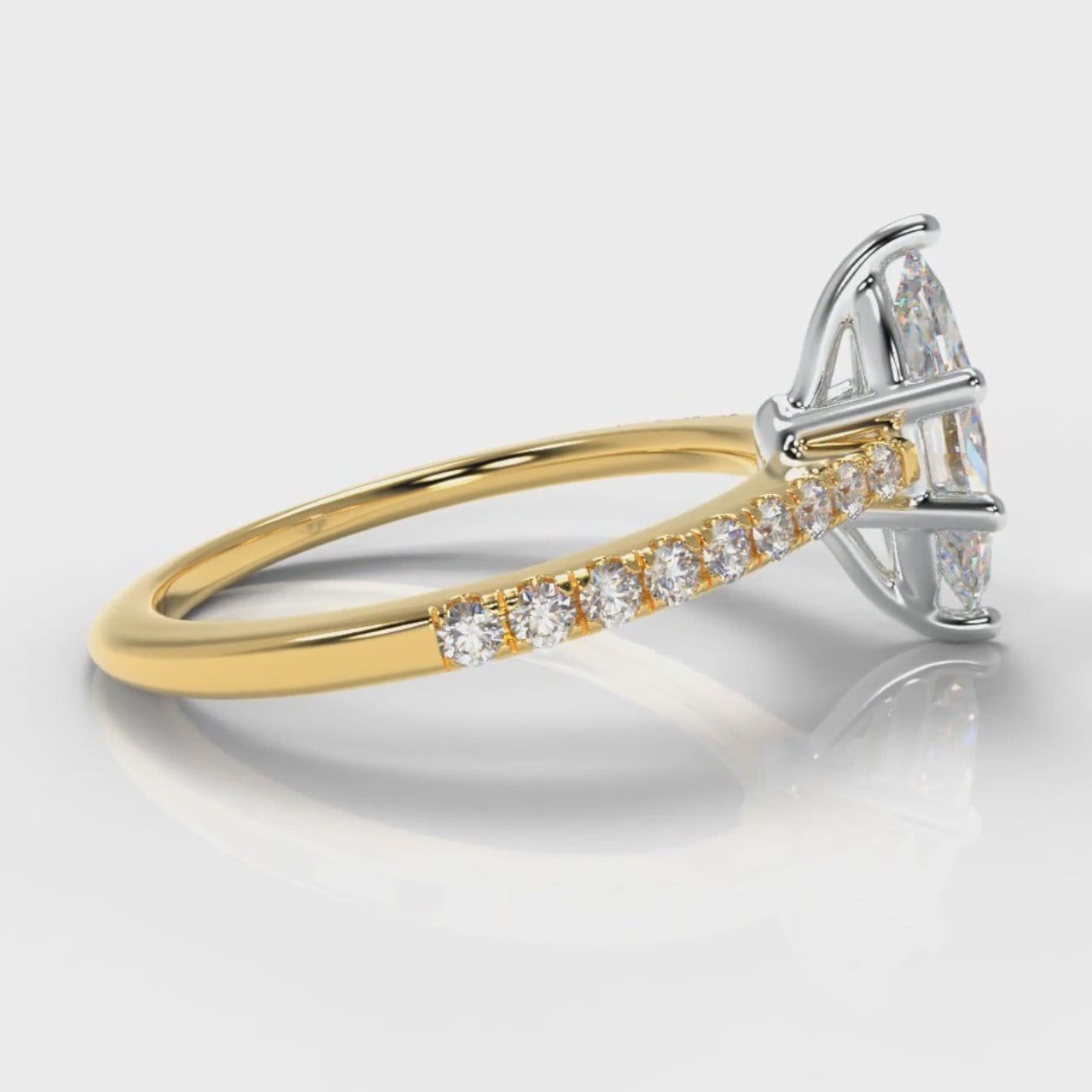 Star Petite Micropavé Marquise Diamond Engagement Ring - Yellow Gold