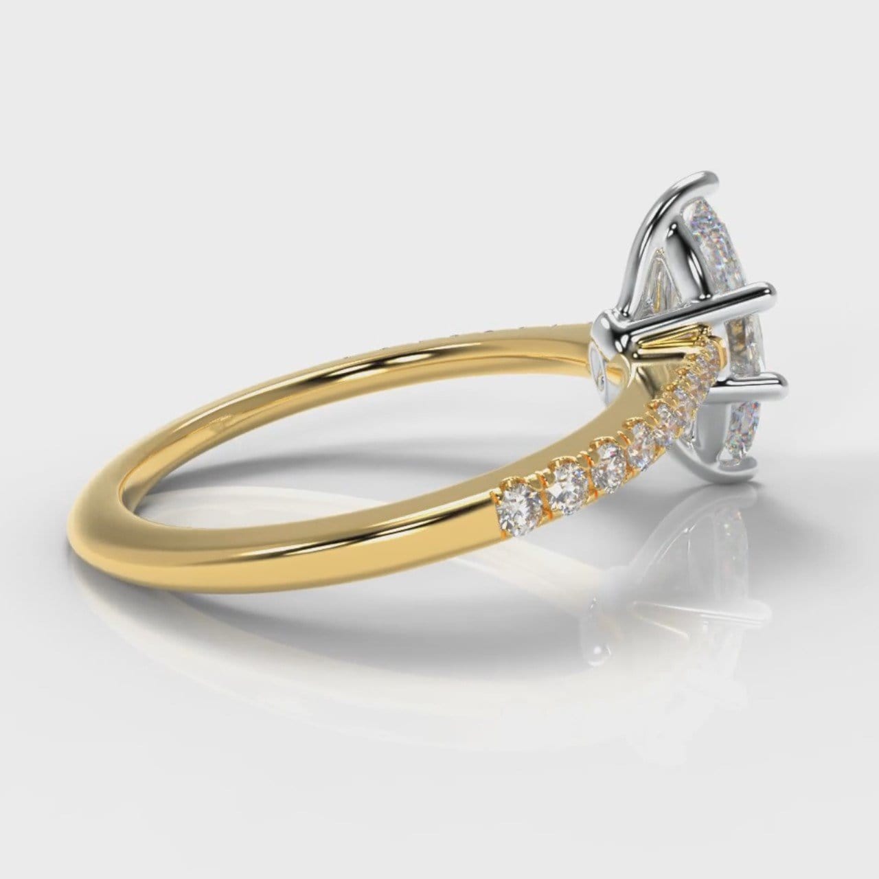 Star Petite Micropavé Marquise Diamond Engagement Ring - Yellow Gold