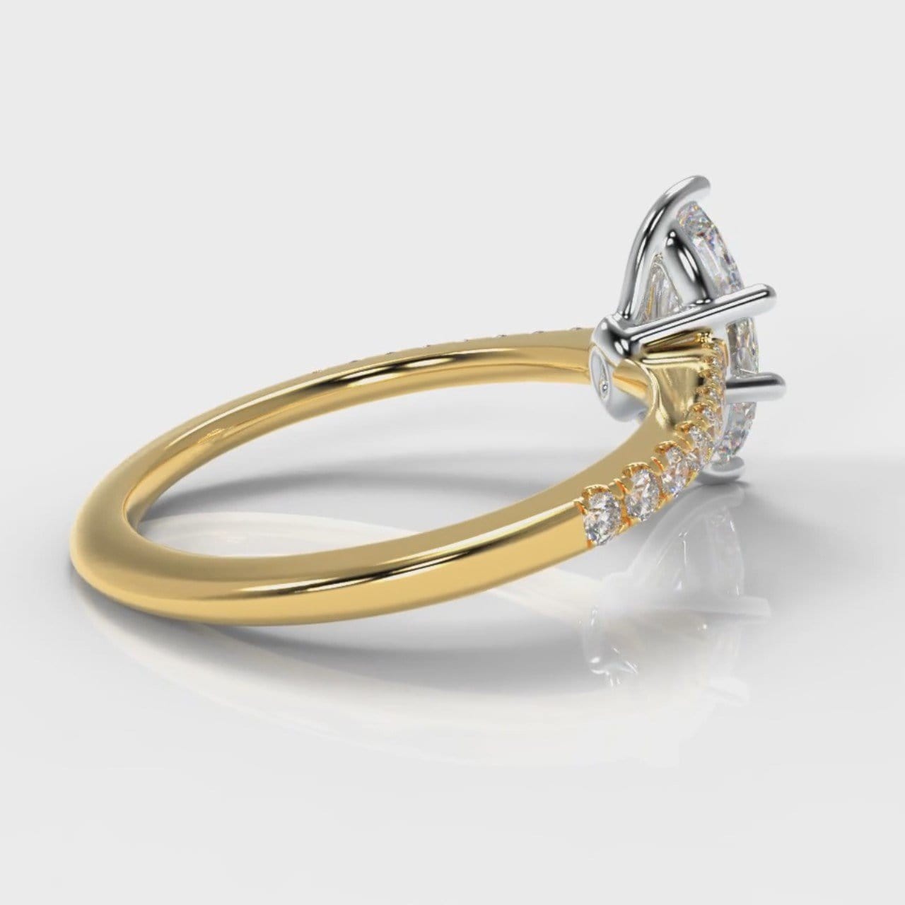 Star Petite Micropavé Marquise Diamond Engagement Ring - Yellow Gold