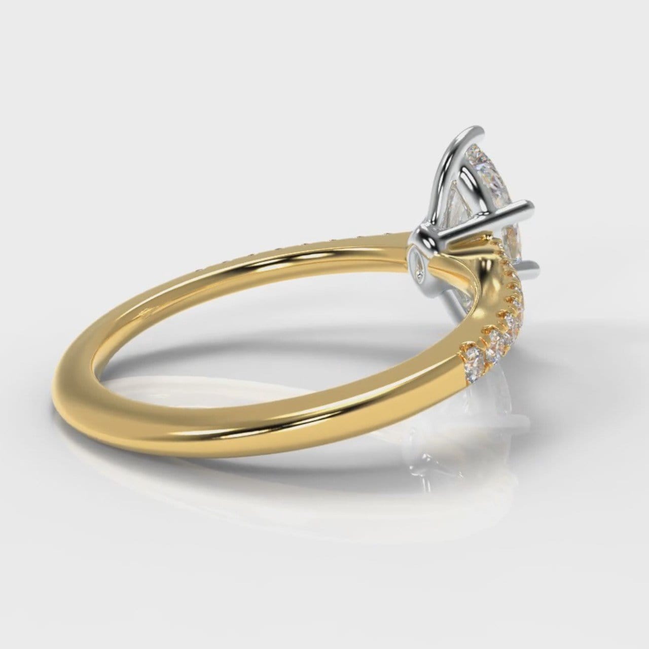 Star Petite Micropavé Marquise Diamond Engagement Ring - Yellow Gold