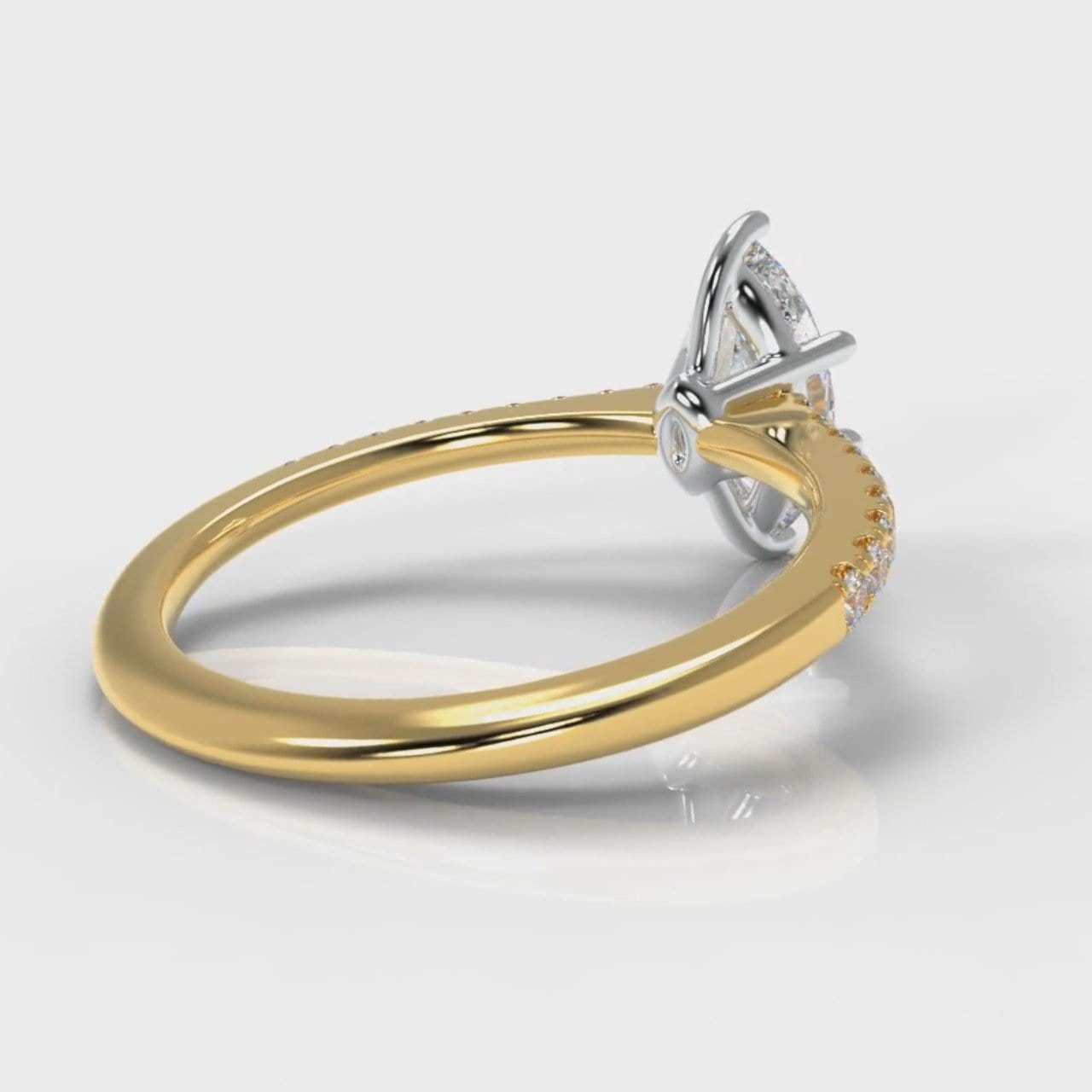 Star Petite Micropavé Marquise Diamond Engagement Ring - Yellow Gold