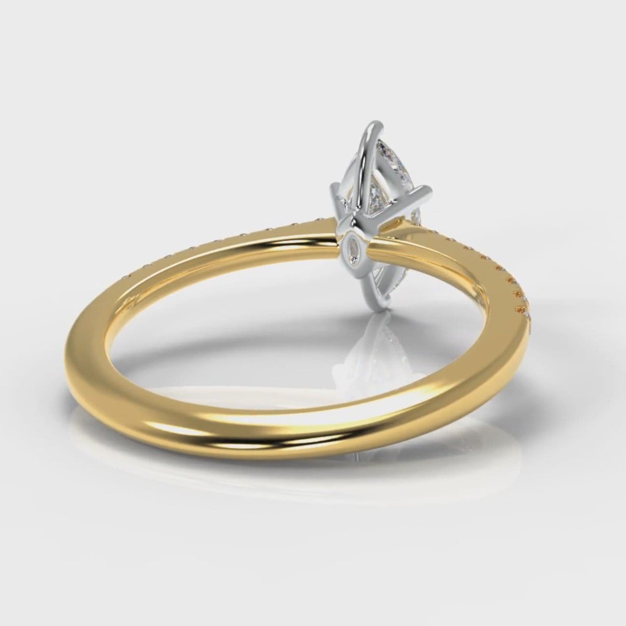 Star Petite Micropavé Marquise Diamond Engagement Ring - Yellow Gold