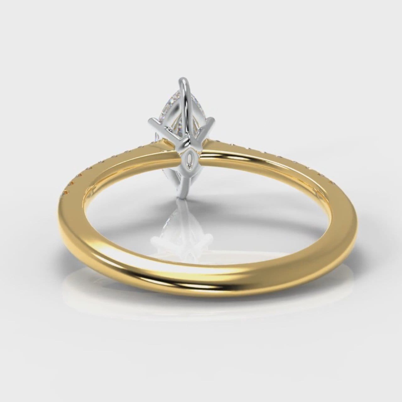 Star Petite Micropavé Marquise Diamond Engagement Ring - Yellow Gold
