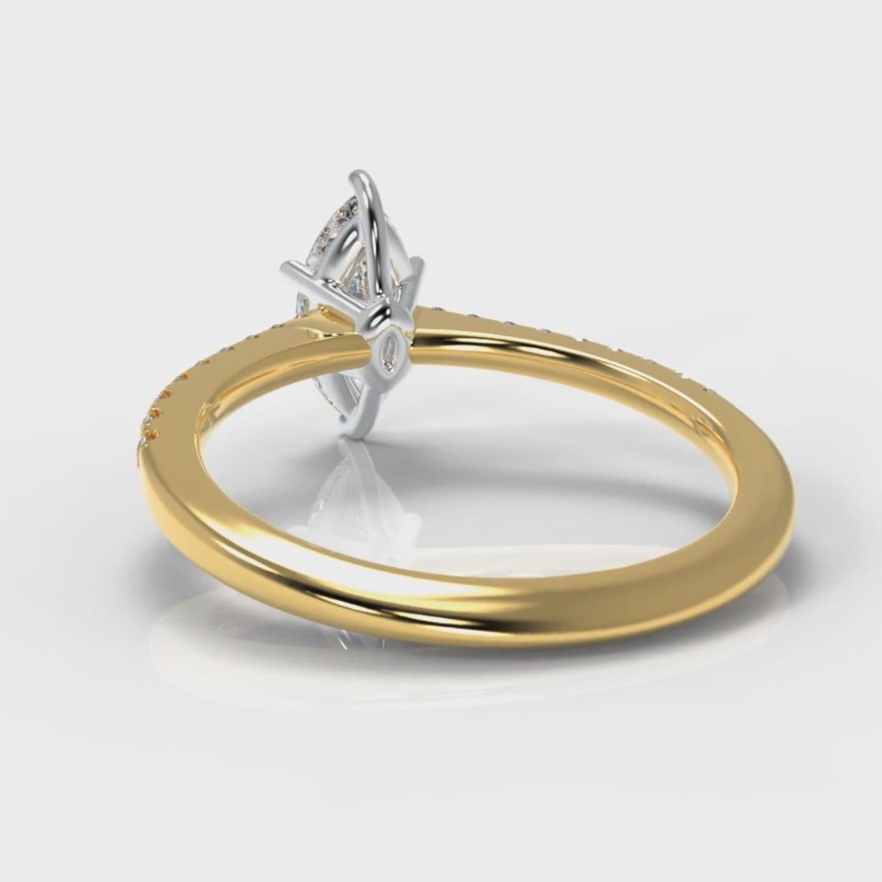 Star Petite Micropavé Marquise Diamond Engagement Ring - Yellow Gold
