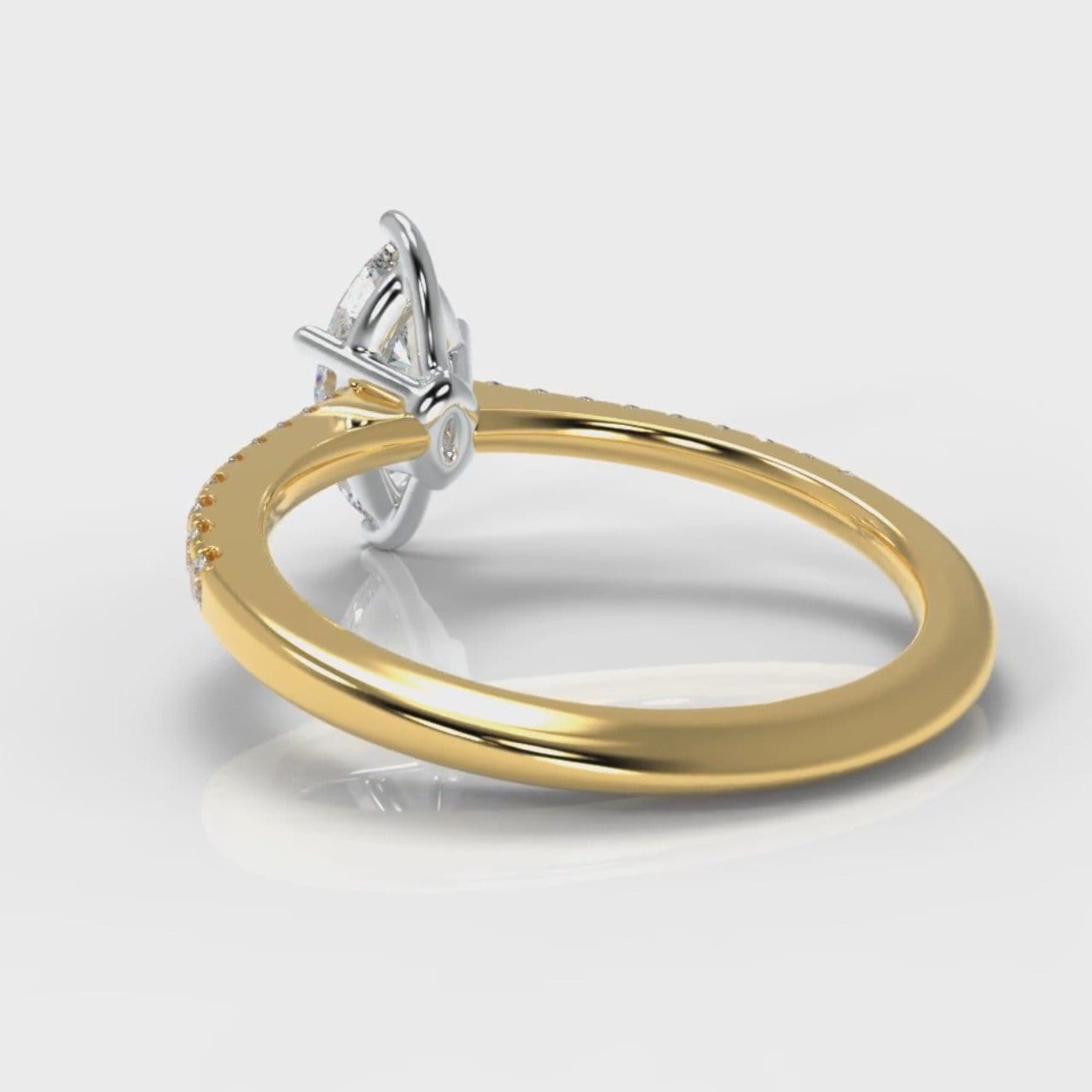 Star Petite Micropavé Marquise Diamond Engagement Ring - Yellow Gold