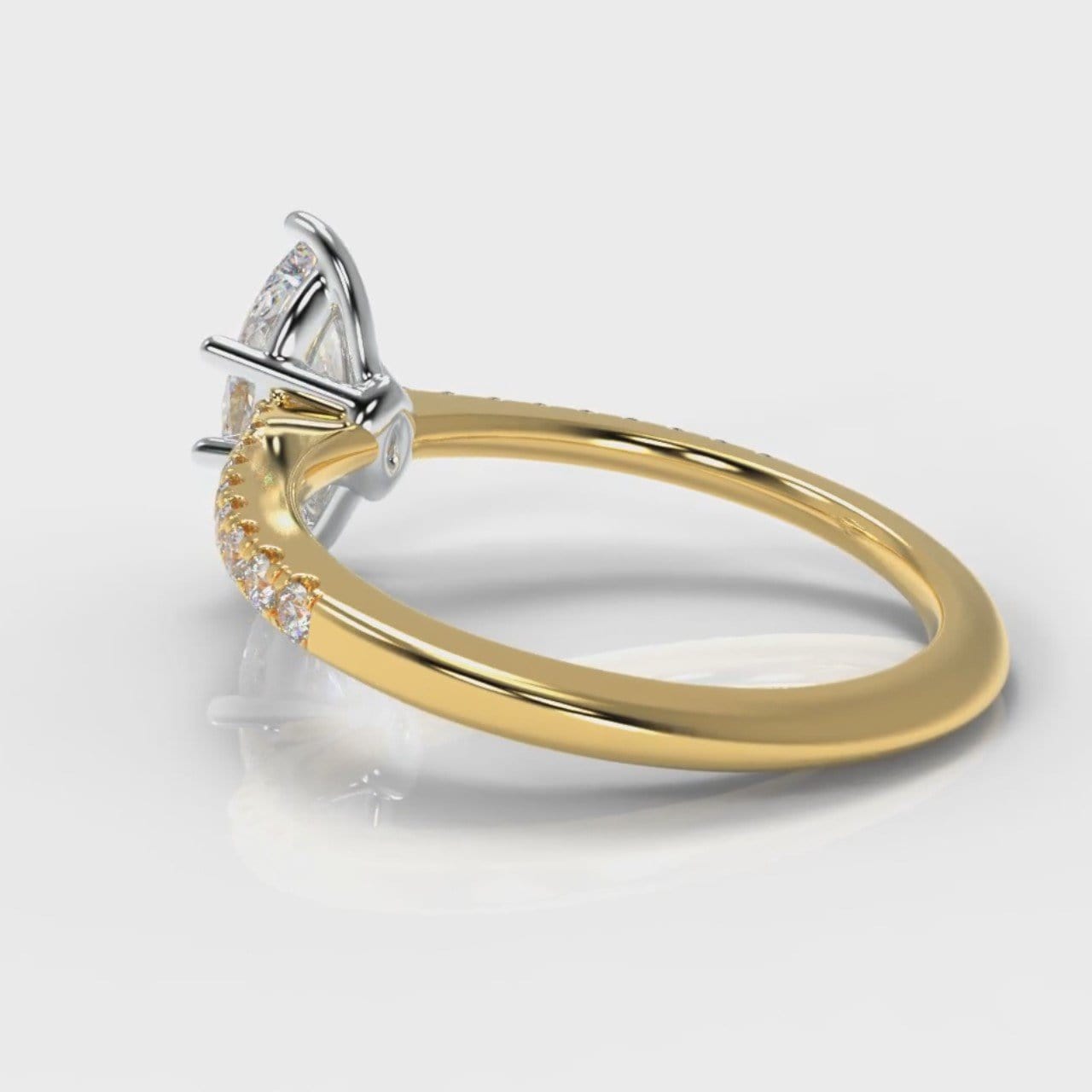 Star Petite Micropavé Marquise Diamond Engagement Ring - Yellow Gold