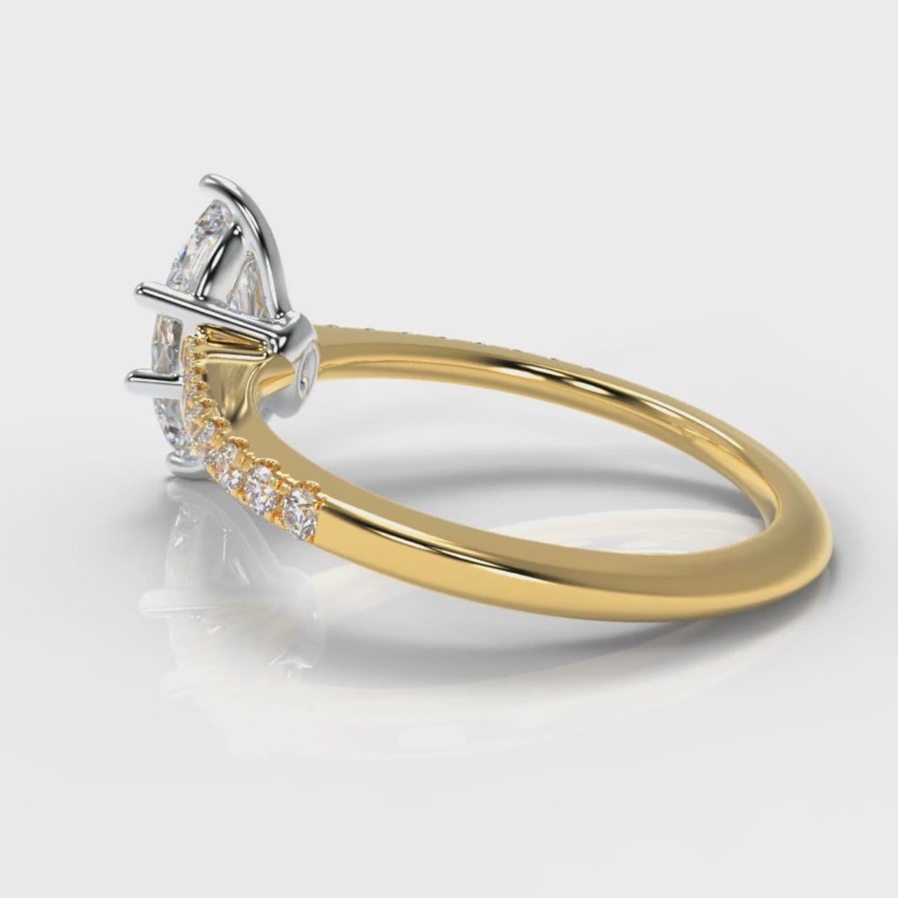 Star Petite Micropavé Marquise Diamond Engagement Ring - Yellow Gold