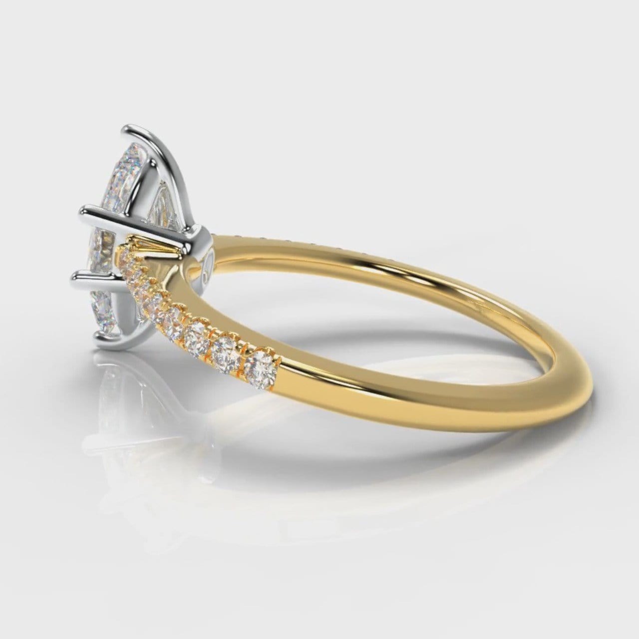 Star Petite Micropavé Marquise Diamond Engagement Ring - Yellow Gold