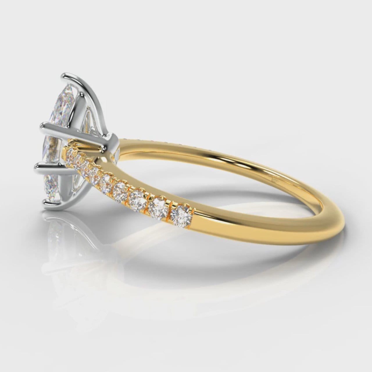 Star Petite Micropavé Marquise Diamond Engagement Ring - Yellow Gold
