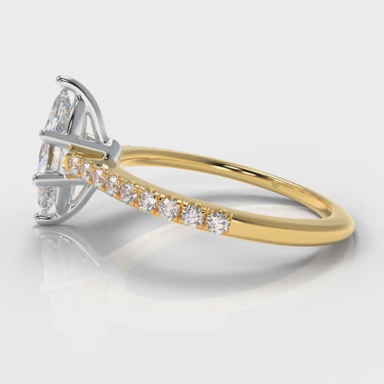 Star Petite Micropavé Marquise Diamond Engagement Ring - Yellow Gold