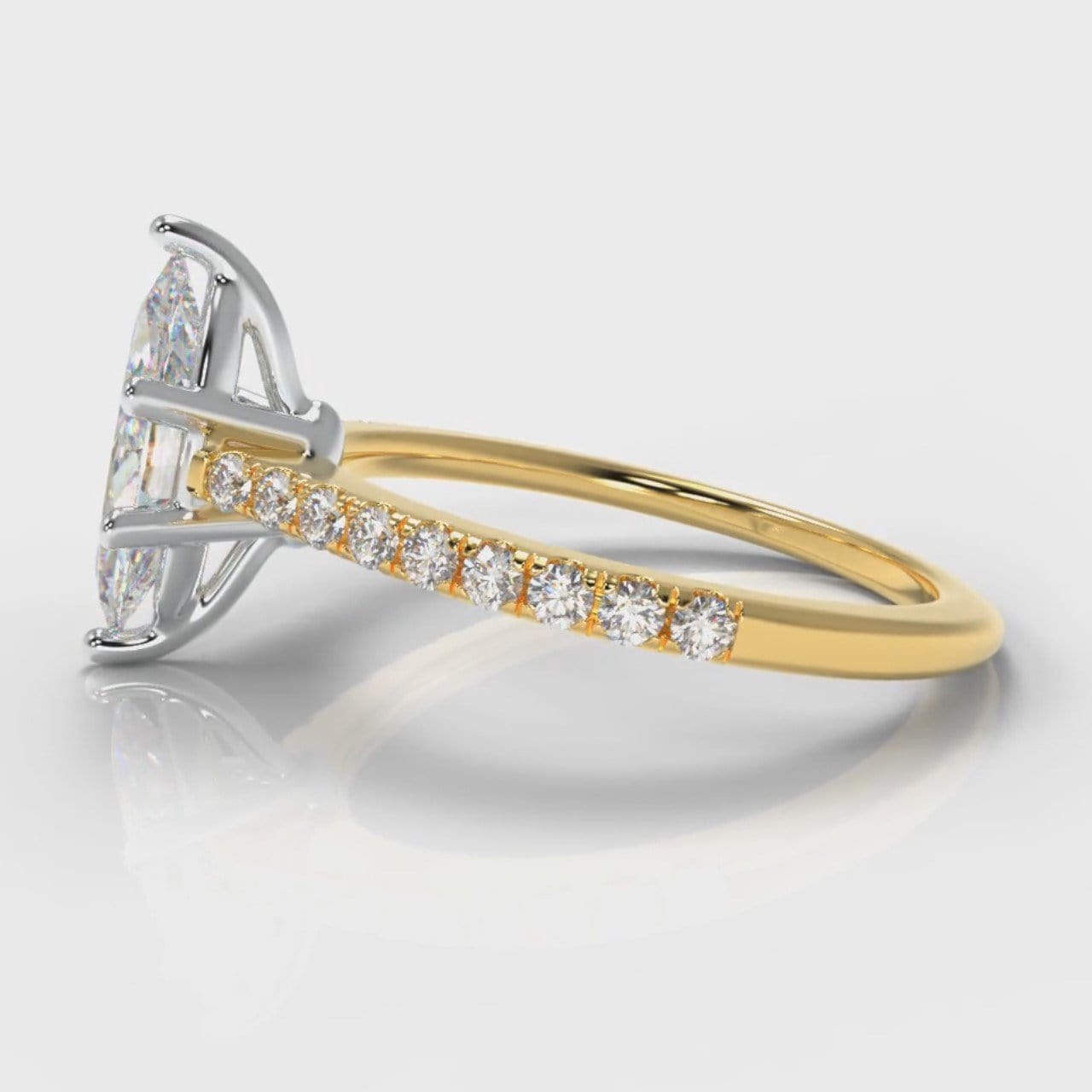 Star Petite Micropavé Marquise Diamond Engagement Ring - Yellow Gold