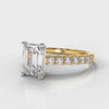 Carrée Micropavé Emerald Cut Diamond Engagement Ring - Yellow Gold