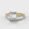 Carrée Micropavé Emerald Cut Diamond Engagement Ring - Yellow Gold