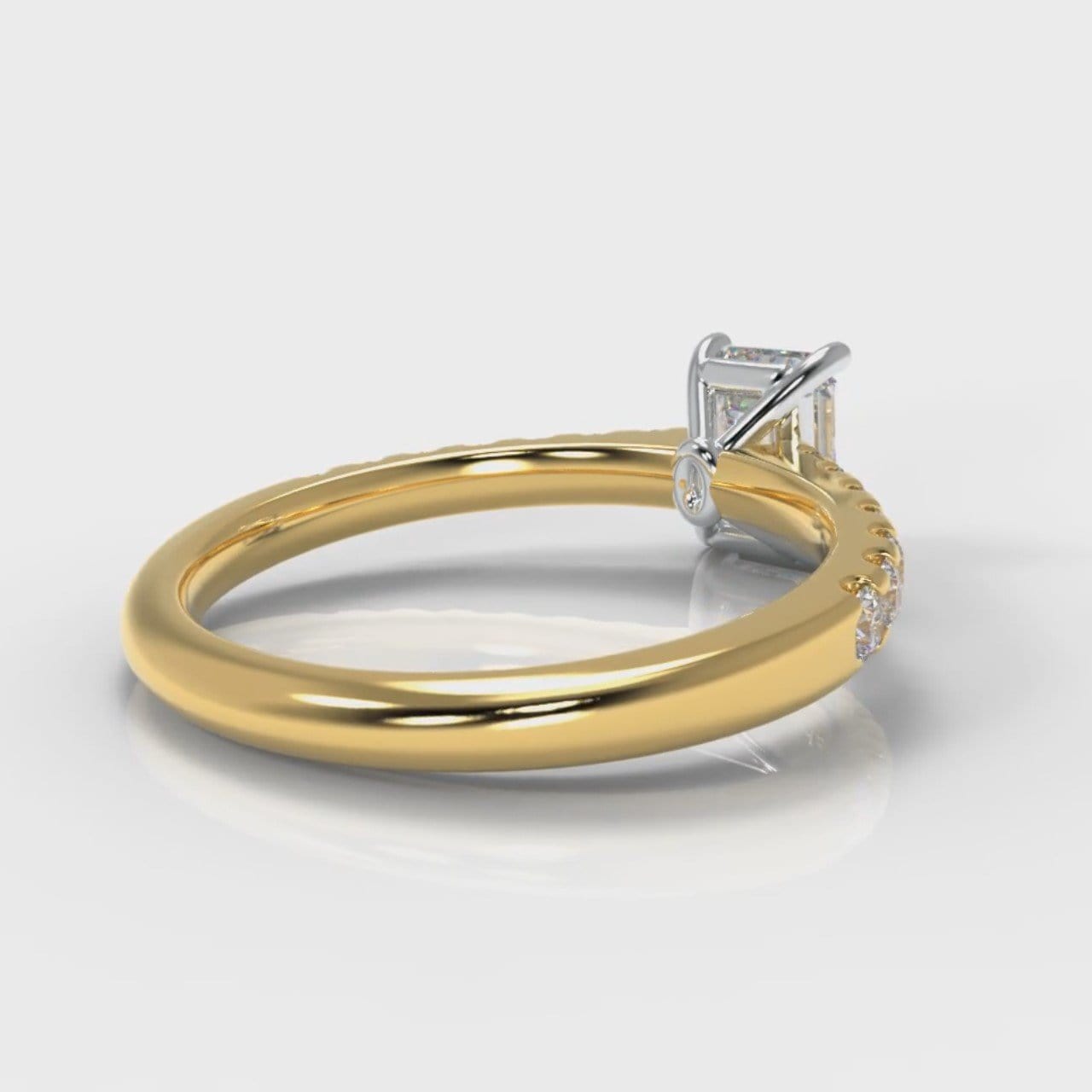 Carrée Micropavé Emerald Cut Diamond Engagement Ring - Yellow Gold