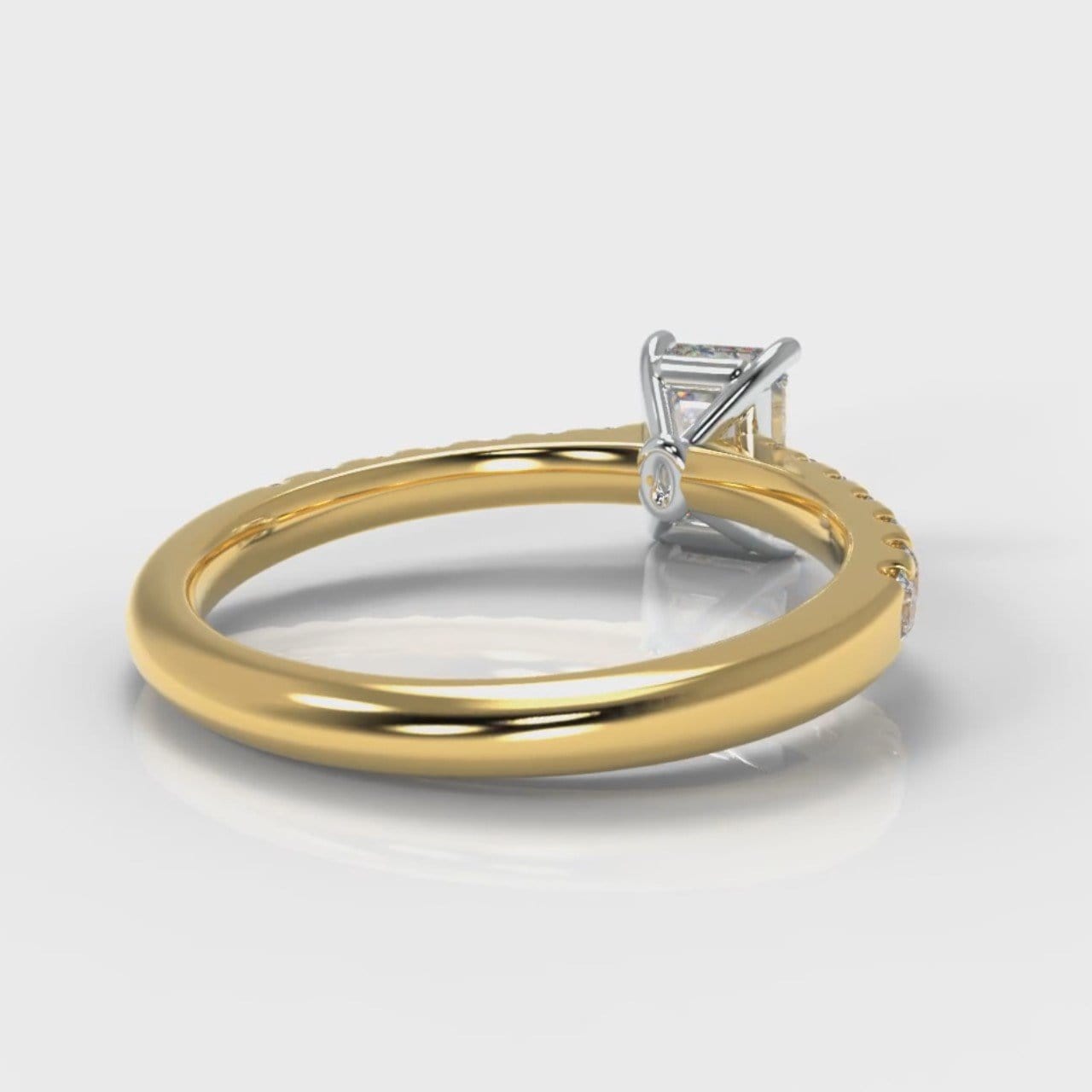 Carrée Micropavé Emerald Cut Diamond Engagement Ring - Yellow Gold