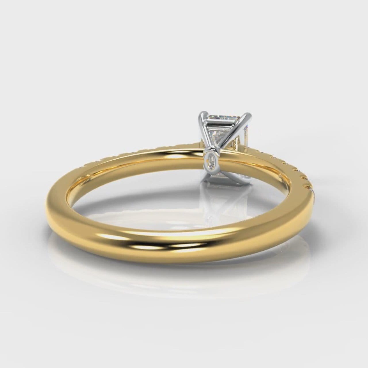 Carrée Micropavé Emerald Cut Diamond Engagement Ring - Yellow Gold