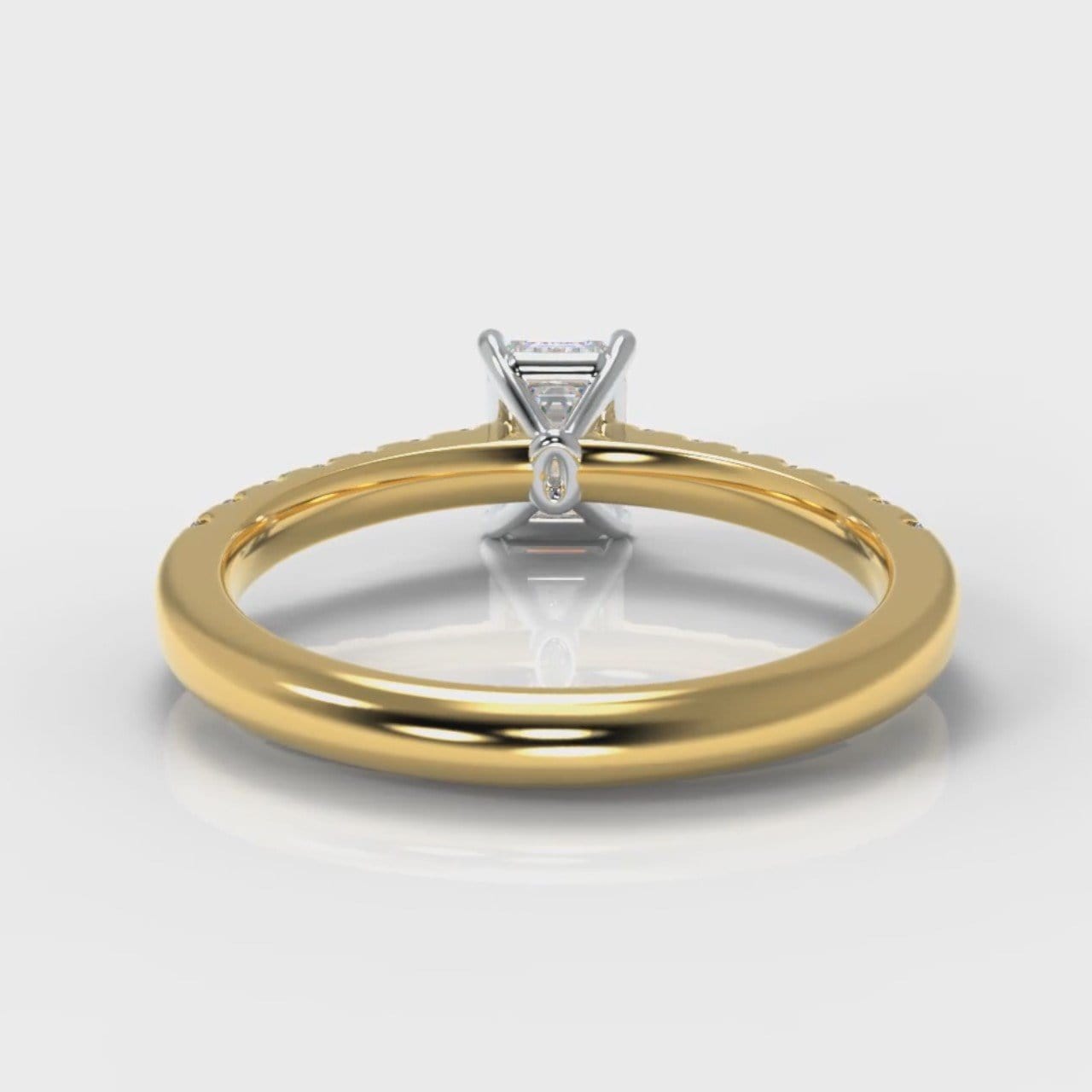 Carrée Micropavé Emerald Cut Diamond Engagement Ring - Yellow Gold
