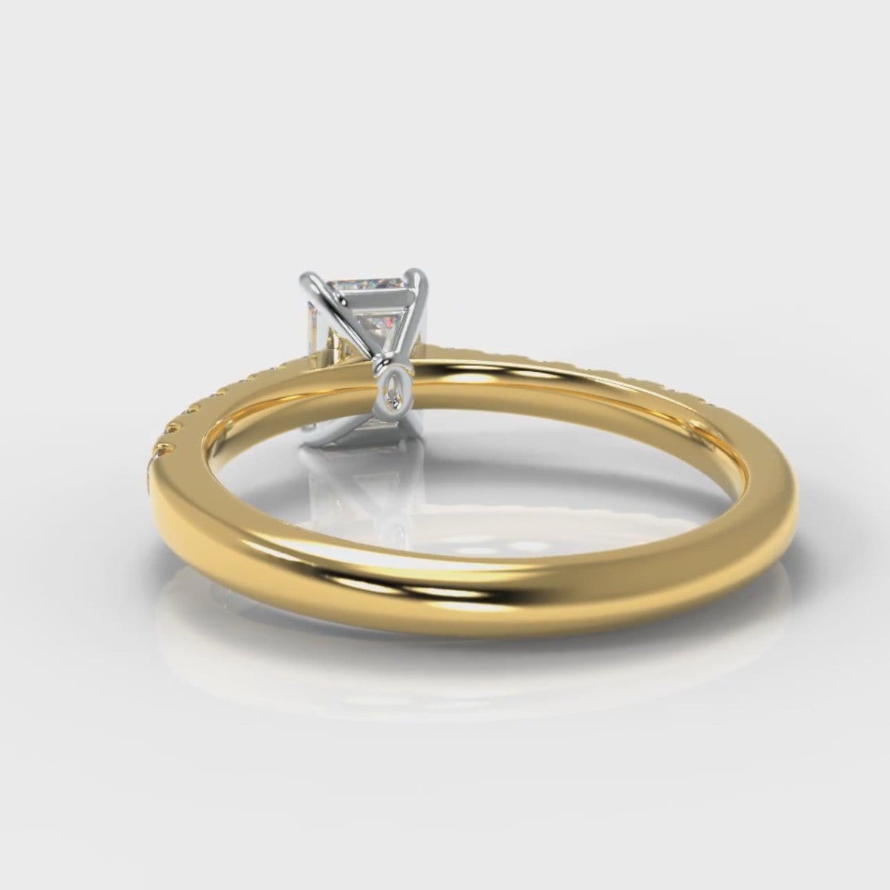 Carrée Micropavé Emerald Cut Diamond Engagement Ring - Yellow Gold