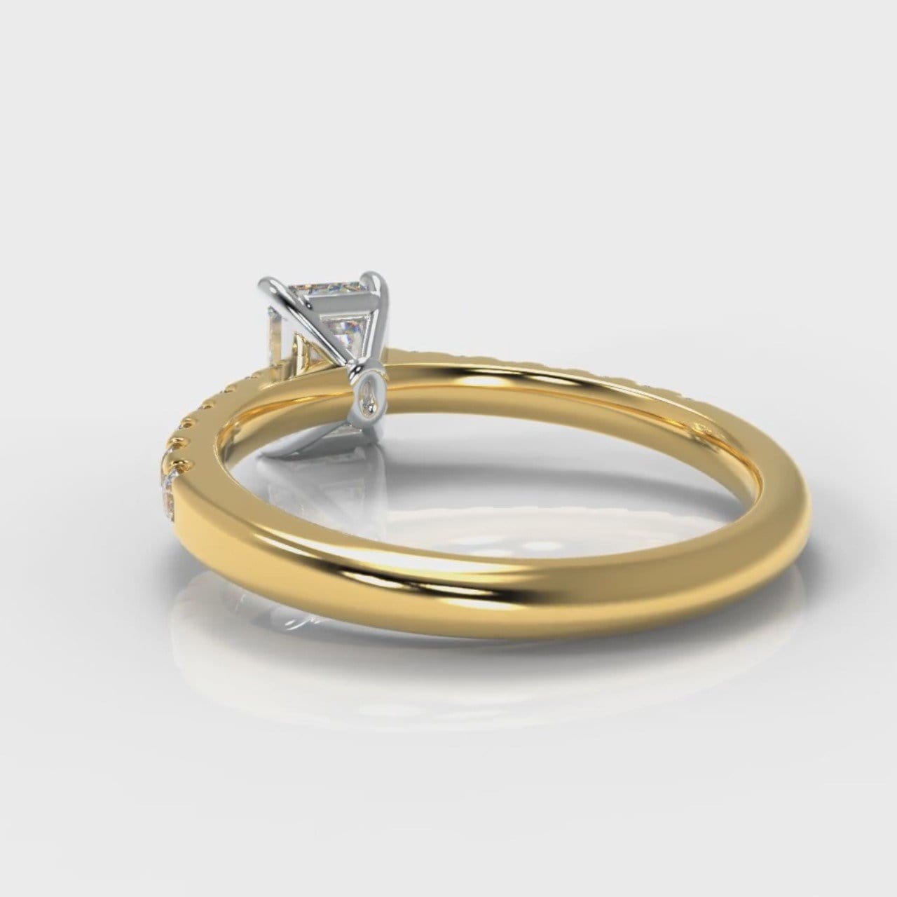 Carrée Micropavé Emerald Cut Diamond Engagement Ring - Yellow Gold