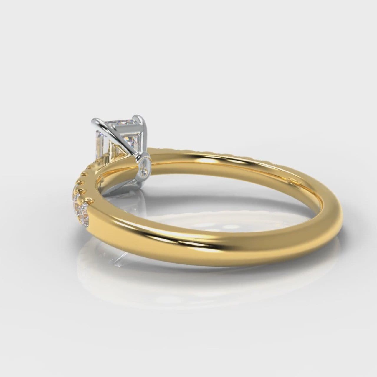 Carrée Micropavé Emerald Cut Diamond Engagement Ring - Yellow Gold