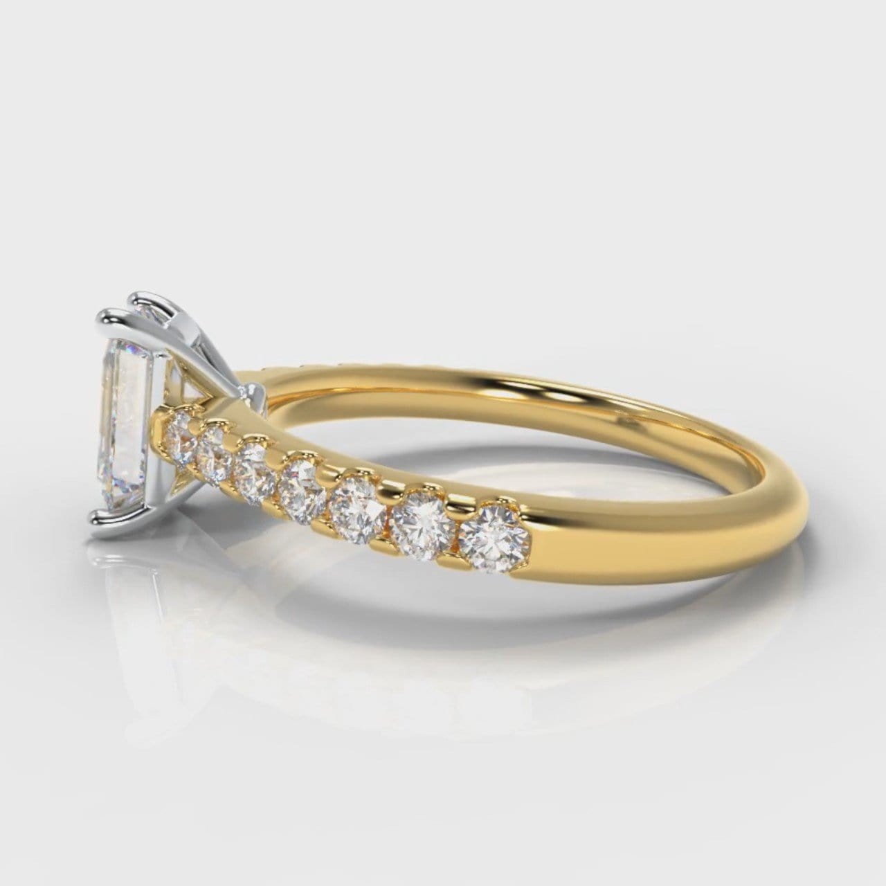 Carrée Micropavé Emerald Cut Diamond Engagement Ring - Yellow Gold