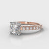 Carrée Micropavé Round Brilliant Engagement Ring - Rose Gold